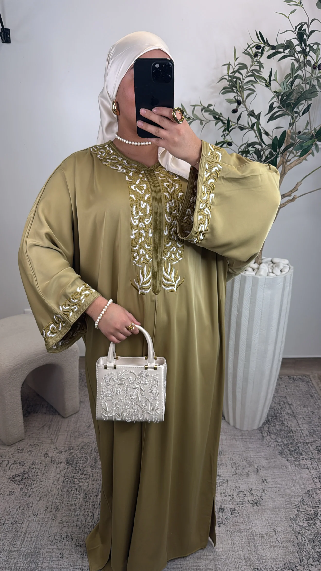 ABAYA BRODÉ  NARYMEL [ pistache ] - Image 3