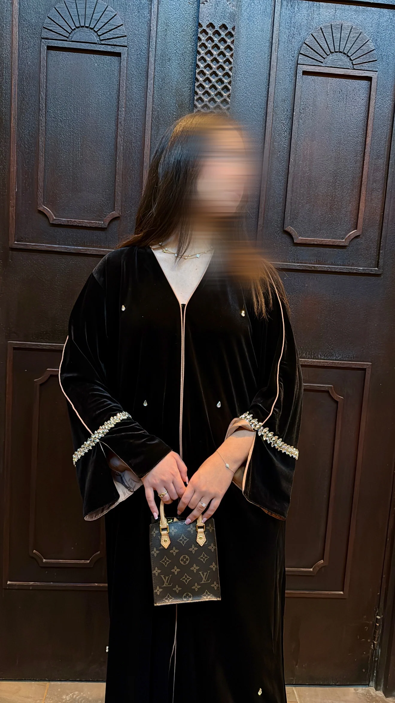 ABAYA VELOURS MEDINA [ Argenté ] - Image 3