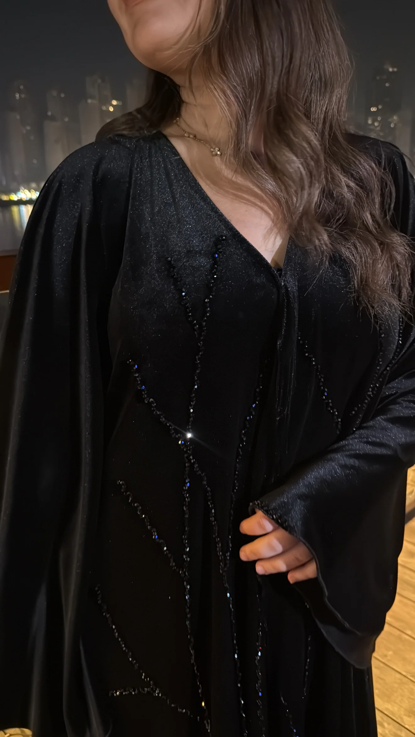 ABAYA VELOURS ZAYNA [ black ] - Image 3