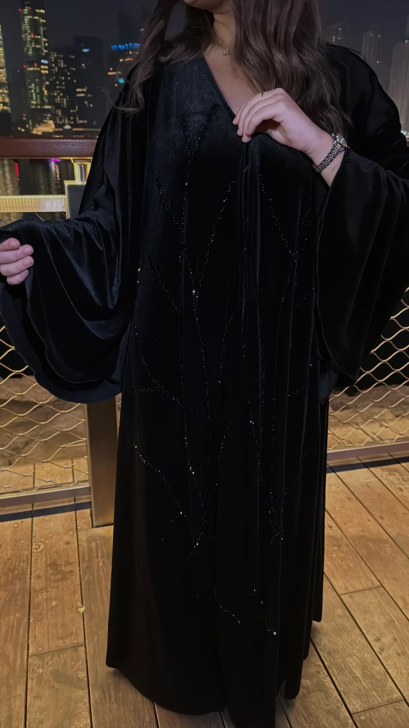 ABAYA VELOURS ZAYNA [ black ] - Image 4