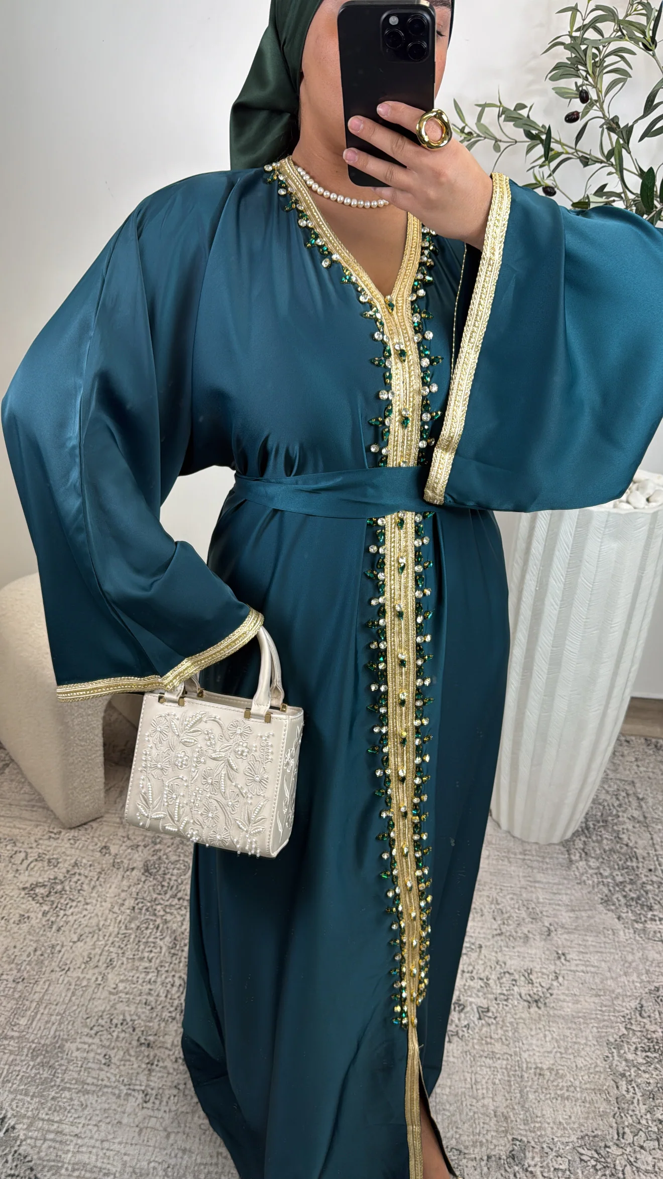 ABAYA PREMIUM NOUR [ VERT et GOLD ] - Image 2