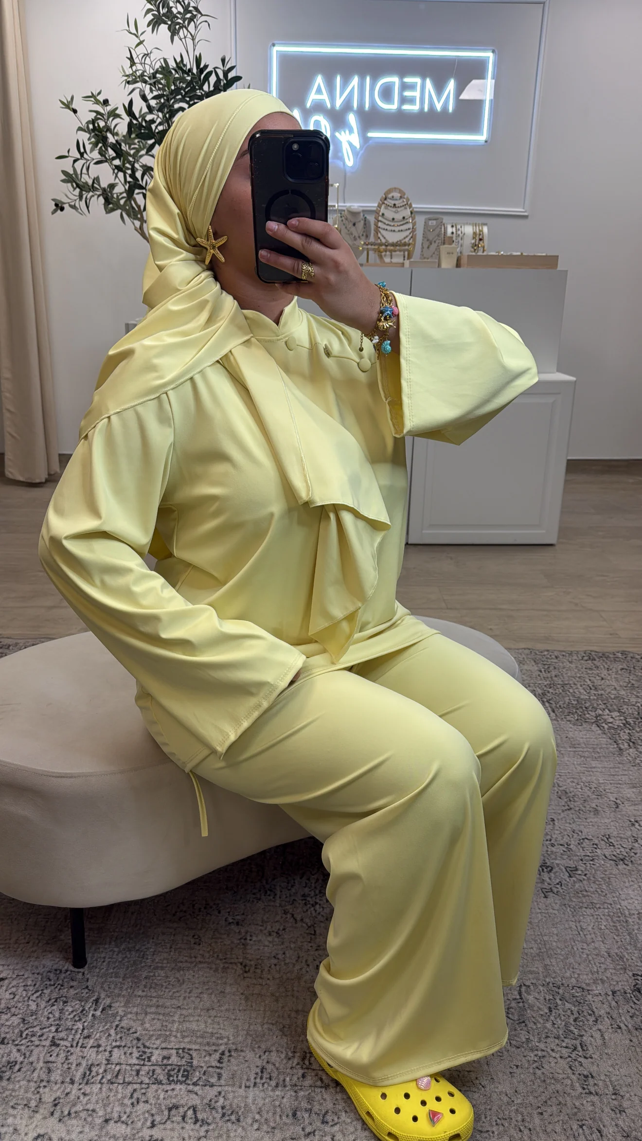 Burkini Premium 3 pièces à bouton [ jaune ] - Image 3