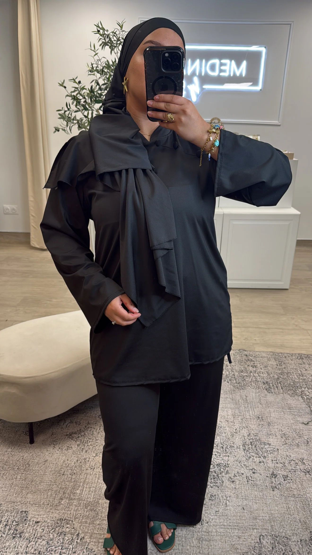Burkini Premium 3 pièces à bouton [ noir ] - Image 3