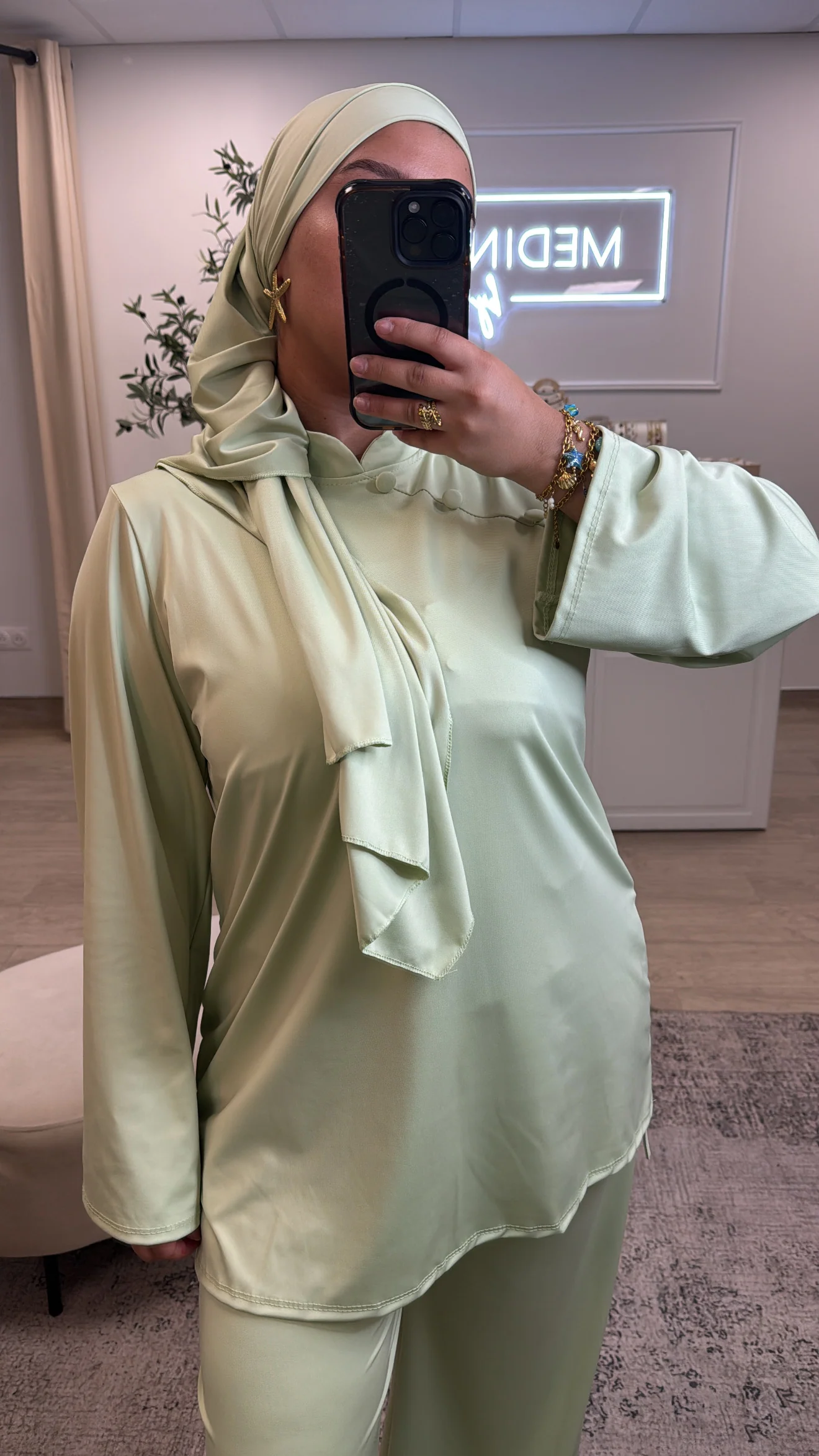 Burkini Premium 3 pièces à bouton [ Vert ] - Image 3