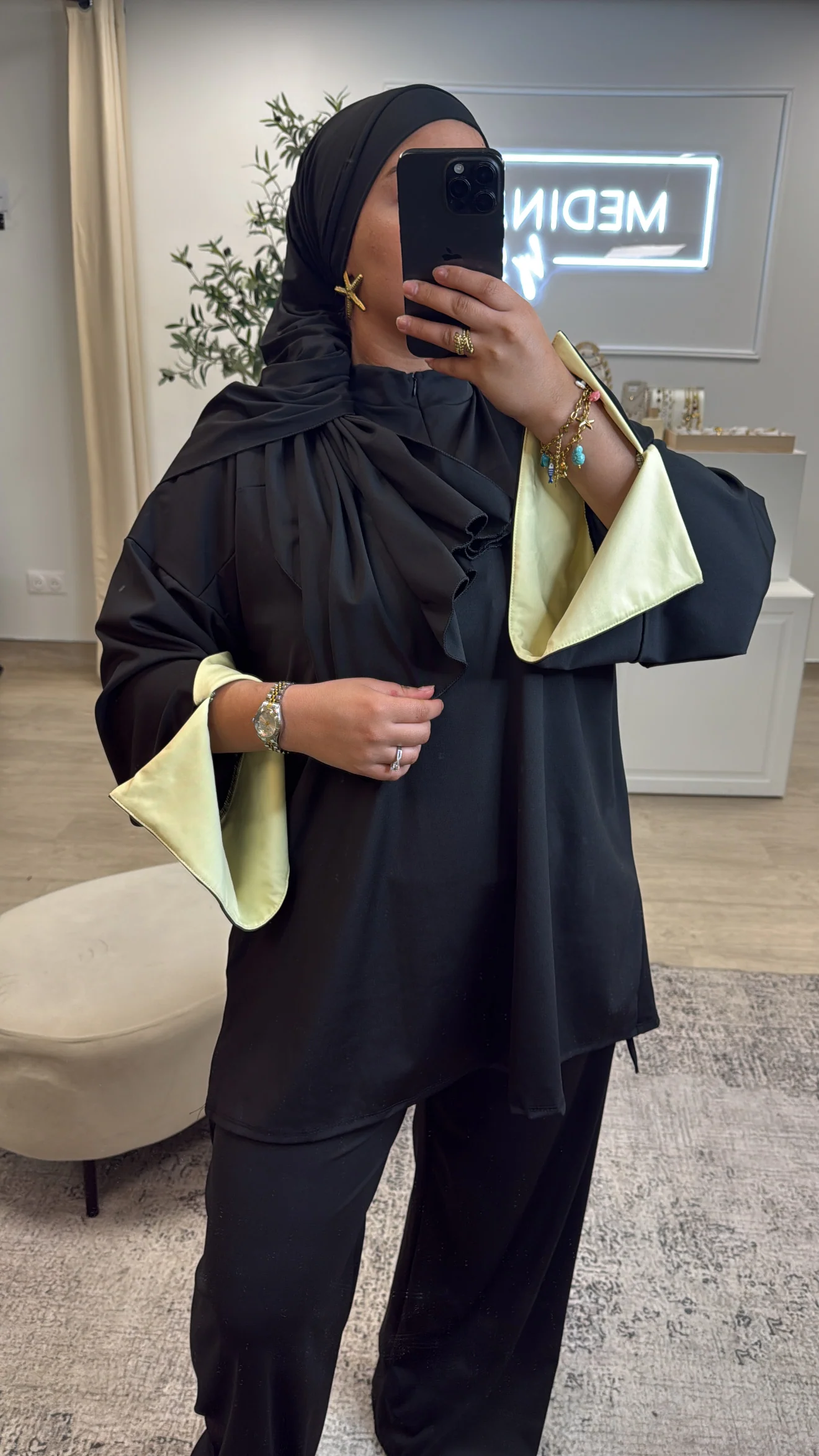 Burkini Premium 3 pièces à zip [ Noir , jaune ] - Image 3