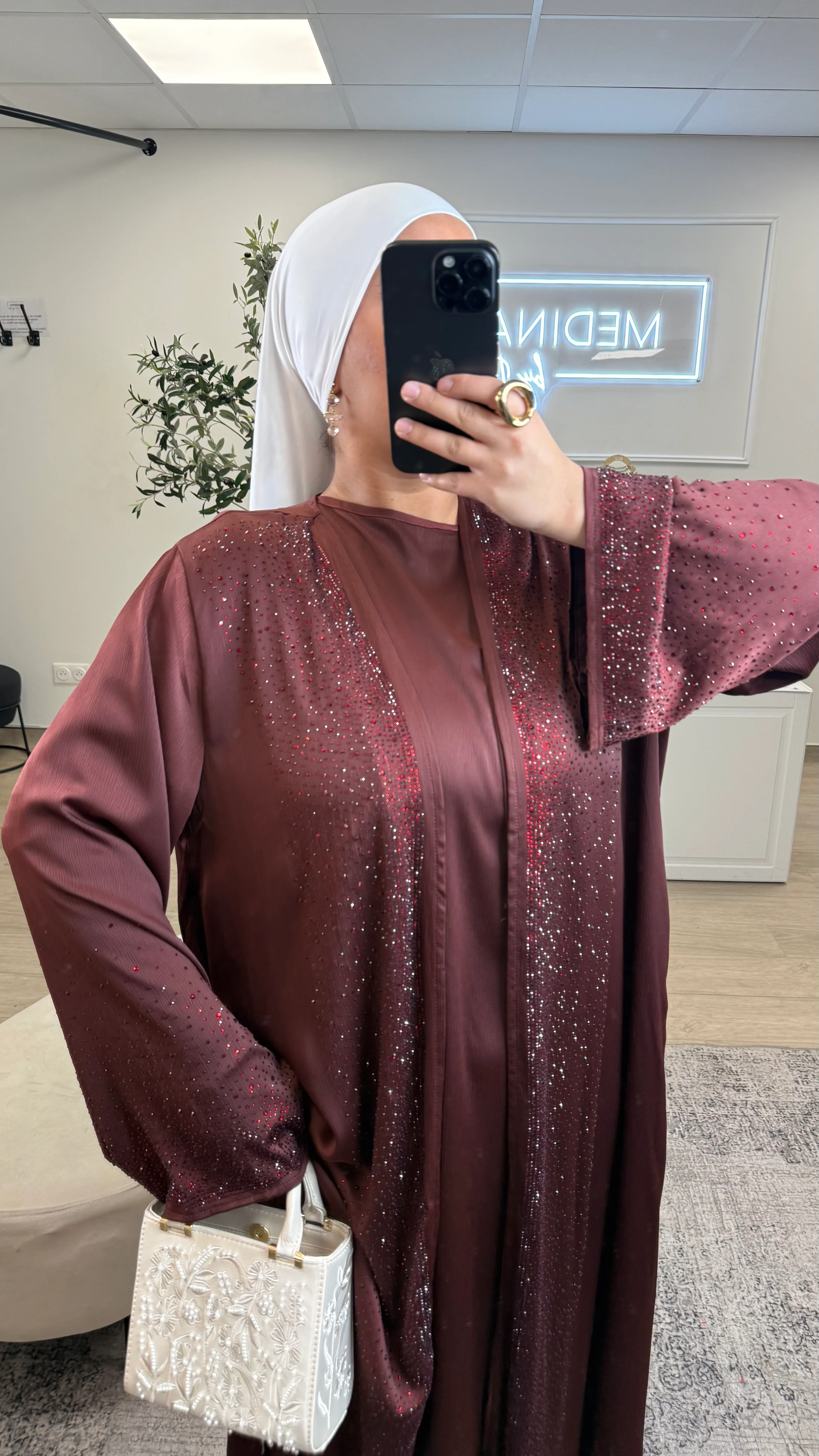 ENSEMBLE KIMONO ET SOUS ROBE À STRASS [ bordeau ] - Image 2